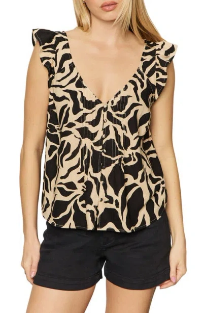 SANCTUARY SANCTUARY THE TIME OFF FLUTTER SLEEVE BUTTON-UP TOP