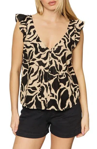 Sanctuary The Time Off Flutter Sleeve Button-up Top In Gray