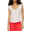 Sanctuary The Time Off Pintuck Pleat Linen Blend Top In White