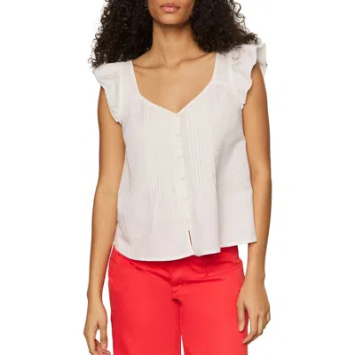 Sanctuary The Time Off Pintuck Pleat Linen Blend Top In White