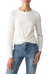 Sanctuary The Twist Front Rib Knit Top In Chalk