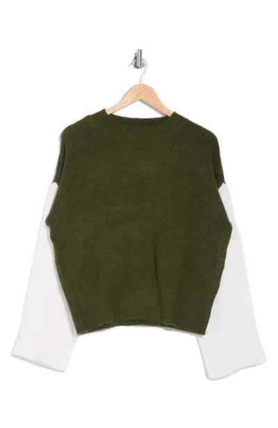 Sanctuary Throw Me On Colorblock Sweater In Fatigue/scone