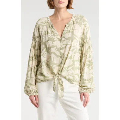 Sanctuary Tie Front Button-up Shirt In Multi