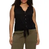 Sanctuary Tie Front Slub Jersey Button-up Tank