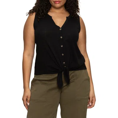 Sanctuary Tie Front Slub Jersey Button-up Tank