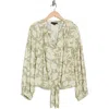 Sanctuary Tie Front Button-up Shirt In Green