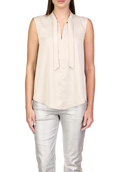 Sanctuary Tie Neck Satin Shell Top In Toasted Almond In Multi