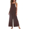 Sanctuary Tie Strap Cotton & Linen Cover-up Overalls In Brown