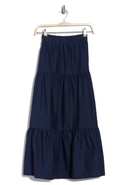 Sanctuary Tiered Cotton Poplin Skirt In Blue