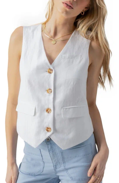 Sanctuary Timeless Linen Blend Vest In White