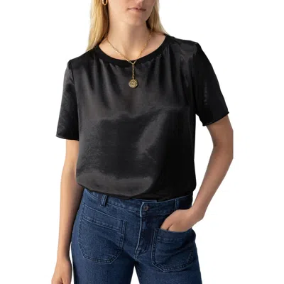 Sanctuary Timeless Satin Short Sleeve Tee In Black