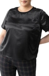 Sanctuary Timeless Satin Short Sleeve Tee In Black In Black