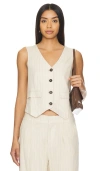 Sanctuary Linen Timeless Button Front Vest In Vineyard Stripe
