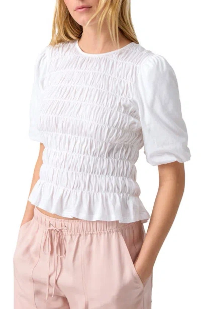 Sanctuary Together Again Shirred Puff Sleeve Top In White