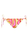 Sanctuary Tunnel Side Tie Hipster Bikini Bottoms In Pink Yellow Multi