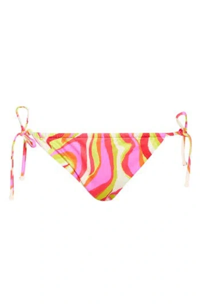 Sanctuary Tunnel Side Tie Hipster Bikini Bottoms In Pink Yellow Multi