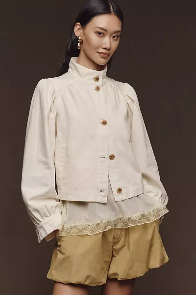 Sanctuary Twill Funnel-neck Jacket In Neutral
