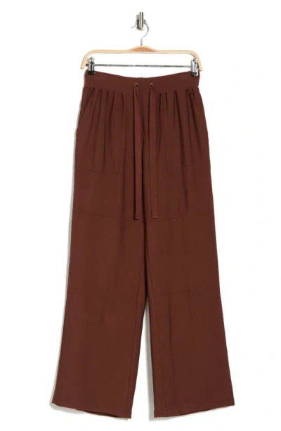 Sanctuary Twill Wide Leg Pants In Brown