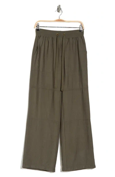 Sanctuary Twill Wide Leg Pants In Evergreen
