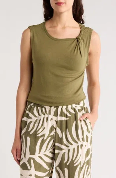 Sanctuary Twist Crewneck Tank In Field Green