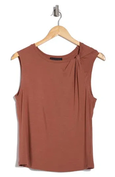 Sanctuary Twist Crewneck Tank In Teak