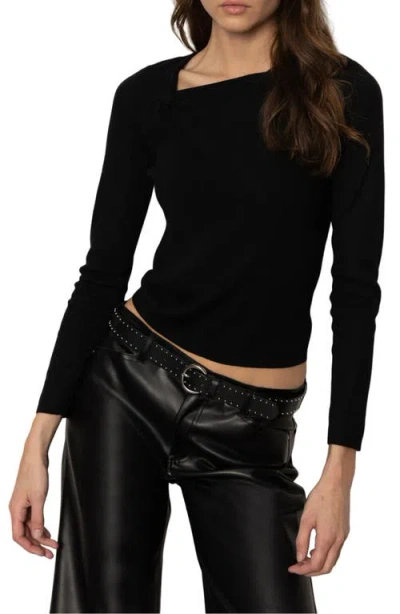 Sanctuary Twist Detail Knit Top In Black