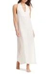 Sanctuary Twist Neck Cotton & Linen Cover-up Dress In White
