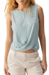 Sanctuary Twisted Cotton Blend Slub Jersey Tank In Eucalyptus