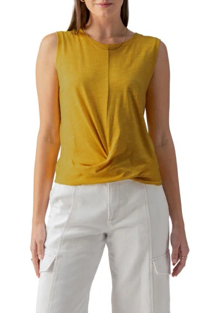 Sanctuary Twisted Cotton Blend Slub Jersey Tank In Golden San