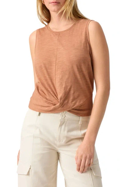 Sanctuary Twisted Cotton Blend Slub Jersey Tank In Mocha Mous