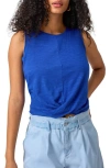 Sanctuary Twisted Cotton Blend Slub Jersey Tank In Ocean Blue