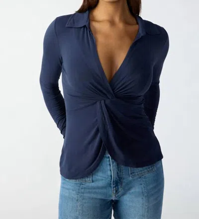 Sanctuary Twisted Dreamgirl Long Sleeve Top In Navy In Navy Reflection