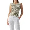 Sanctuary Printed Twist Front Top In Olive Night