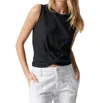 Sanctuary Twisted Cotton Blend Slub Jersey Tank In Black