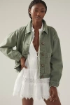 Sanctuary Utility Denim Shacket Jacket In Green