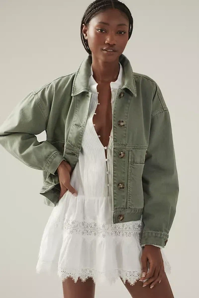 Sanctuary Utility Denim Shacket Jacket In Green