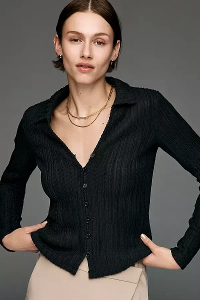 Sanctuary V-neck Buttondown Top In Black