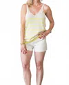 Sanctuary V-neck Knitwear Tank In Muslin Desert Lime Stripe In White