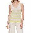 Sanctuary V-neck Knitwear Tank In Muslin Desert Lime Stripe In Multi