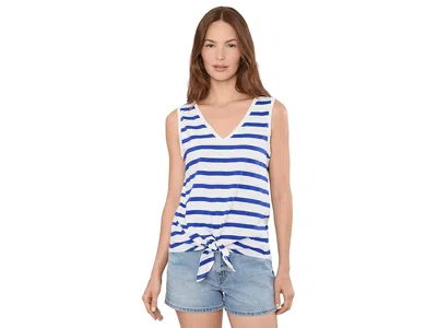 Sanctuary V Neck Tie Tank Women's Clothing White/luminous Blue Stripe: Lg (us 10-12) In Multi