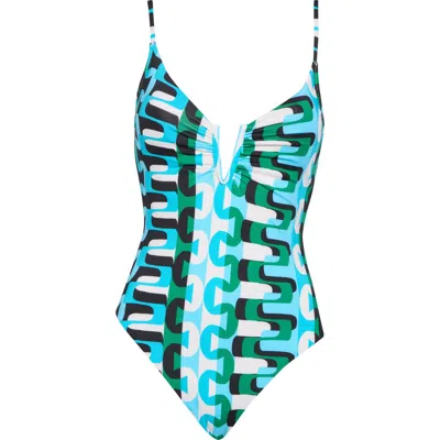 Sanctuary V Wire Print Swimsuit