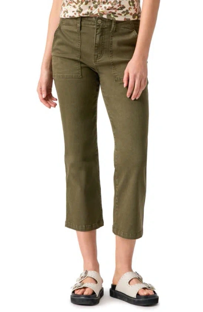 Sanctuary Vacation Crop Straight Leg Cotton Blend Trousers In Burnt Olive