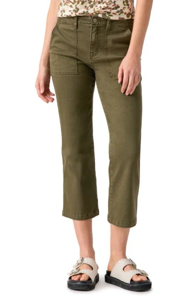 Sanctuary Vacation Crop Straight Leg Cotton Blend Pants In Burnt Olive