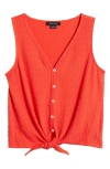 Sanctuary Vacation Textured Tie Front Button-up Tank
