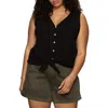 Sanctuary Link Up Tie Hem Sleeveless Stretch Cotton Top In Black