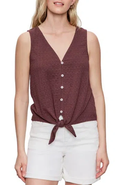 SANCTUARY SANCTUARY VACATION TEXTURED TIE FRONT BUTTON-UP TANK