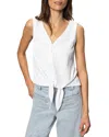 Sanctuary Vacation Textured Tie Front Button-up Tank In White