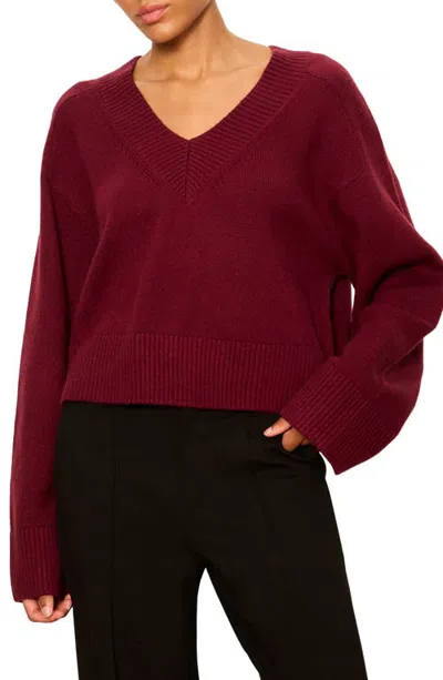 Sanctuary Vanna V-neck Sweater In Burgundy
