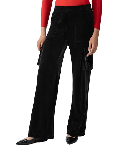 Sanctuary Soft Marine High Waist Wide Leg Crop Cotton Pants In Black