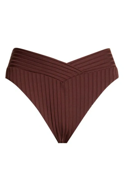 Sanctuary V-front High Cut Bikini Bottoms In Brown
